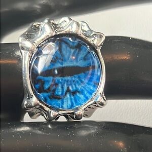 Mens Dragon Alloy Claw Blue Evil Eye Ring Size 7 8 9 Adjustable